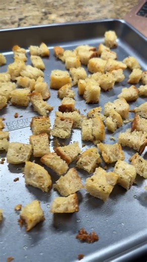 Garlic & Herb Crouton Recipe: - 4 tbsp butter - 1/2 tsp garlic powder - 1/4 tsp salt - 1/4 tsp