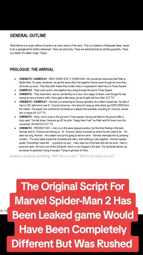 Leaked Marvel Spider-Man 2 Script Details Revealed