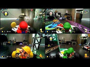 4-way Splitscreen Mario Kart Live: Home Circuit Wireless Multiplayer (No Audio 😓)
