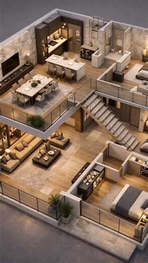 Luxury Duplex Penthouse | Cinematic 3D Floor Plan l #shorts #home #viral #design