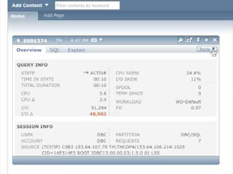 Teradata Viewpoint - Filtered Queries portlet demo