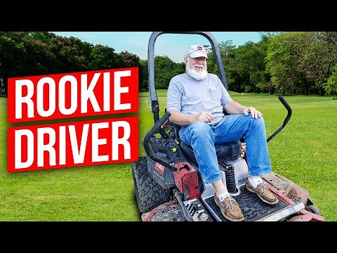69 Year Old Learns How to Drive a Toro Zero Turn Mower and Exmark Staris