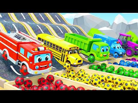 Big Soccer Ball and Colorful School Bus | Baby Nursery Rhymes & Kids Songs | Wheel Match TV