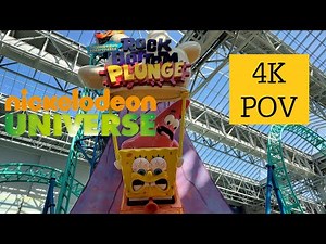 Spongebob Squarepants Rock Bottom Plunge Roller Coaster (4K POV) Nickelodeon Universe