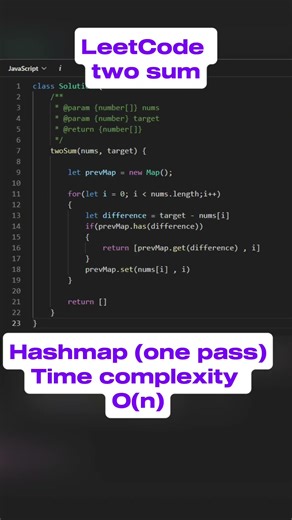 Two sum is easy to solve using the brute force but its intuitive so I learn how solve using hashmap
