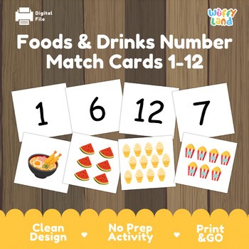 Food Theme Number Matching Cards 1-12 | Preschool Math Counting Center
