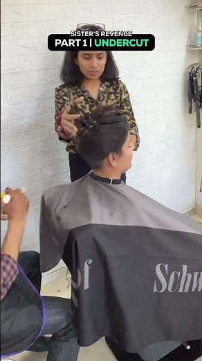 2 sisters in Barbershop | Revenge Haircut | Part 1 Undercut #shorts #revenge #haircut