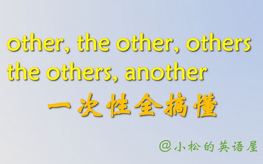other, the other, others, the others, another用法区别一次全搞懂！