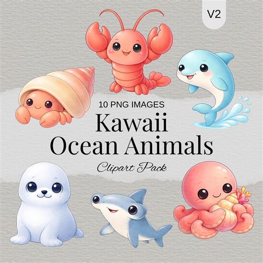 Watercolor Sea Animals Clipart, Ocean Creature Graphics, Kids Sublimation Designs, Nursery Clipart - Etsy
