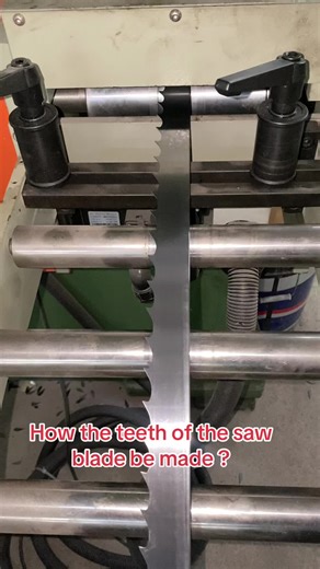 How the teeth of the saw blade be made ? Usually the most normal way is punching machine. Different teeth models for different teeth profiles. #sawblade #sawbladefactory #bimetalbandsawblade #bandsawblade #sawmillblades #carbideblade #bandsaw