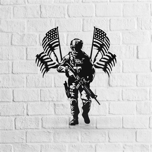 US American Soldier USA Flag SVG Military Wall Art Digital File - Etsy