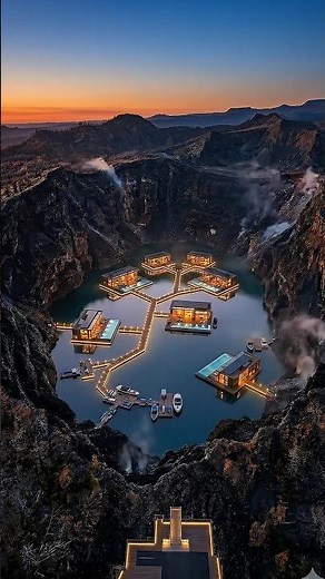 Would You Stay in a Floating Villa on a Volcano? 😳 #shorts #volcano #luxurytravel