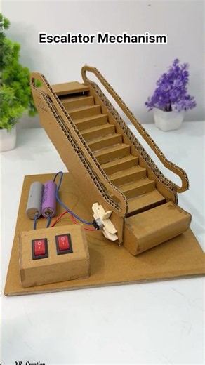 DIY Escalator working model with dcmotor* scienceproject #schoolproject #project #tech #dcmotor #diy