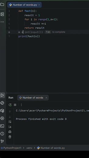 Day #11 Factorial using python #codinginterview #pythoninterviewquestionsandanswers #forloop