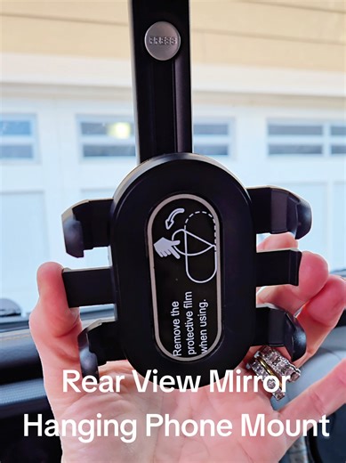 This rear view mirror hanging phone mount is perfect if you have a textured dash or have a hard time finding a place to suction to your windshield! It's so adjustable and versatile!