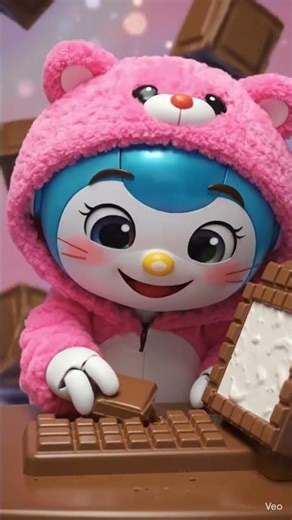 Cute Robot Eating Chocolate Computer 🍫🤖 | AI Animation Short#shorts #aivideo #airobot #cuteai