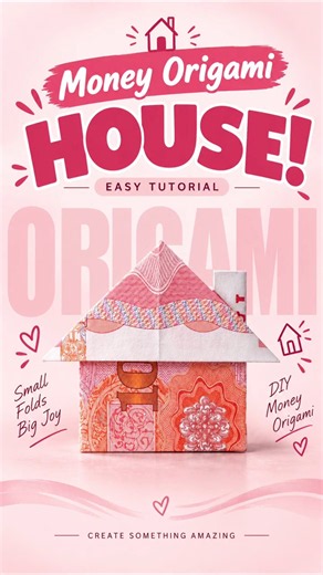 Fold Your Dream House out of Cash! 💰🏠✨ #MoneyOrigami #OrigamiHouse #DIY #CashHouse #Shorts
