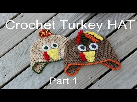 PART 1 How To Crochet A Turkey Hat | Halloween costume crochet hat | earflap crochet hat