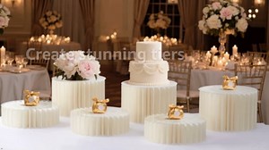 6-Pack Foldable Multi-Height Buffet Risers - 12" White Cardboard Cylinder Stands with Acrylic Plates for Wedding Cakes, Dessert Tables, Charcuterie Displays