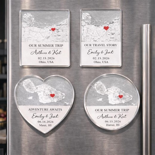Personalized Map Magnet, Custom Location Fridge Magnet, Our Summer Trip Map Gift, Travel Memory Acrylic Magnet - Etsy