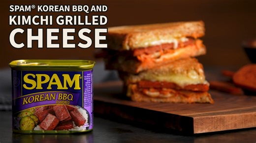 Say hello to your new favorite comfort food: a grilled cheese with kimchi and grilled slices of SPAM® Korean BBQ flavored 💜 | SPAM