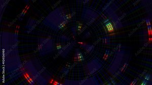 A vibrant spiral pattern of colored lines creates a mesmerizing swirl effect. The dynamic circular motion and contrasting colors make for a visually captivating image