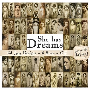 She Has Dreams: Sepia Vintage Females, 64 Tall Jpeg Digital Art Images (commercial Use) - Etsy