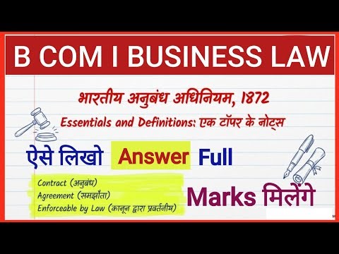 IIndian Contract Act 1872 | Introduction & Definitions | Business Law B.Com 1st Year