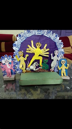 Durga maa idol making with paper 😊😊🙏🏻🙏🏻😊🚩🚩🚩😄😌🥹🚩🙂😊😄😌🚩🫸🏻🙏🏻
