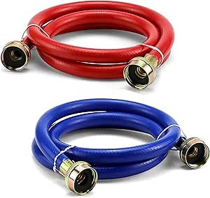 4FT Rubber Washing Machine Hoses for Washer Flexible Burst-proof Rubber Hot and Cold Water hoses 3/4 inch NPT Washer Water Hoses - 2 pack by Fetechmate