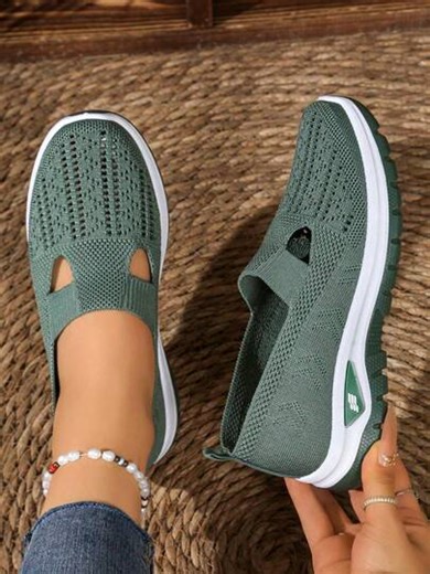 Women'S Lightweight Breathable Knit Walking Shoes - Soft EVA/PVC Sole, Low-Top Summer Sneakers With Fabric Upper & Lining, Multiple Colors For Casual & Light Exercise, Ladies Shoes | SHEIN