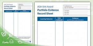 AQA/LCB Portfolio Evidence Record Sheet Blank Template