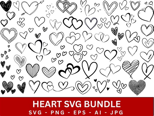 Heart Svg Bundle, Sketch Heart Svg, Simple Heart Svg, Cut Files for Cricut, Open Heart Svg, Love Svg, Doodle Heart Svg, Instant Download - Etsy