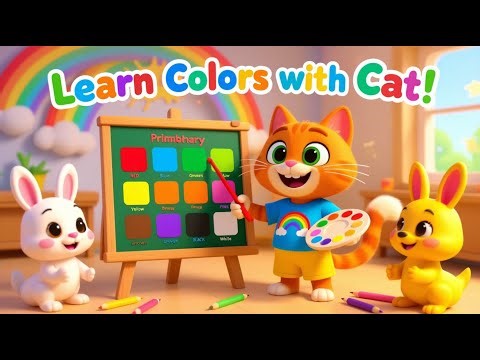 Learn Colors with Cat | Fun Cartoon for Kids by Cartoony Craft #colors #aicartoon