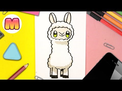 HOW TO DRAW A KAWAII LLAMA - easy kawaii drawings - Learn to draw a kawaii alpaca