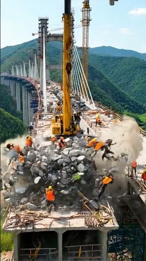 Watch as a colossal bridge is dismantled piece by piece in this jaw dropping demolition project