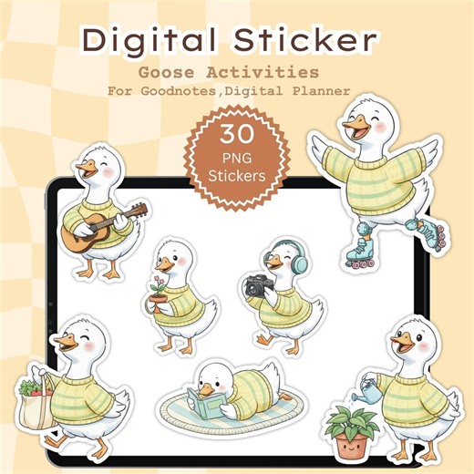 Goose Activities PNG Digital Stickers, Daily Planner Icons, A4 Printable Sheets Prints, Goodnotes Stickers - Etsy