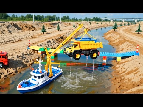 EPIC Toy Truck DISASTER on Bridge! 🚚💥😱 Emergency Crane Ship Rescue Mission!