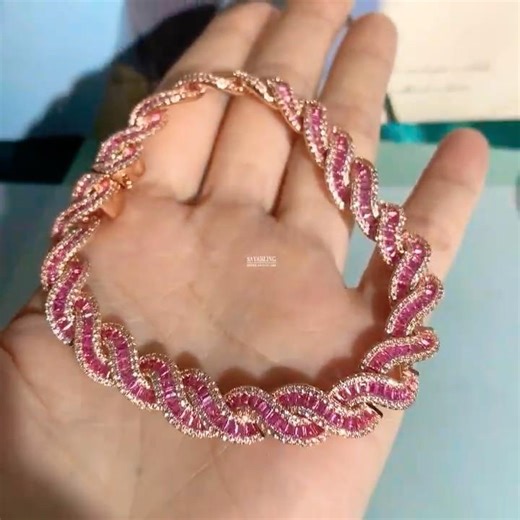 Sayabling 14ctw Round and Baguette Cut Intertwined Infinity Bracelet