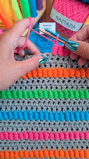 Naztazia on Instagram: "The crochet coil stitch, in this tutorial from Naztazia, is known by various names and can be created in several ways. One way uses two crochet hooks, which helps remove the stitches from the hook. #crochet #knitting #artist #yarn #braids #makersgonnamake #tutorial #crocheting #bullionstitch #naztazia #reels"