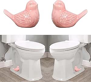 2 Pcs Ceramic Bird Toilet Floor Bolt Caps,Cute Bird Toilet Bowl Screw Covers,Toilet Bolt Figurine,Toilet Bowl Cap Covers,Decorative Bathroom Toilet Bolt Easy Installation (Bird-Pink)