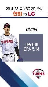 [Hanwha vs LG] KBO Match Analysis Hanwha vs LG (Thu, Apr 23, 26)