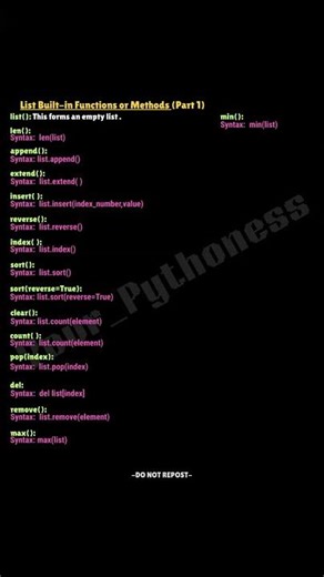 Lists built-in functions and methods #lists #python #class11#beginner #fypage#fypyoutube #fypシ゚viral