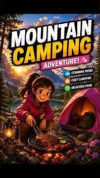 🏔️ Girl's Mountain Camping Adventure! ⛺🔥 Cozy Campfire & Cooking #Shorts #moun #mountaincamping