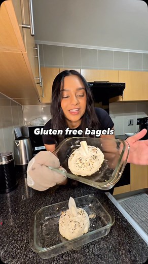 I made gluten free bagels for Shiv 😁 The recipe I followed: 1) Mix these 4 ingredients: - 1 cup all purpose gluten-free flour (she used the one from Woolworths) - 1 cup coconut yoghurt - ⁠1 tsp baking powder - ⁠salt 2) Make bagel shape 3) Then brush canola oil on top of the dough (instead of egg wash) 4) Sprinkle bagel seasoning (I added a lot more flour because the dough was very wet. Idk how much😅 just wing it) #glutenfree #sisters #bagel #allergyfriendly | Ash Sewlal