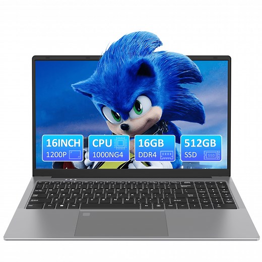 Auusda 16" Business Laptop, Win11 Pro Home Computer,Core i3, 16GB RAM 512GB SSD, 1920×1200 Resolution, Backlit Keyboard, Fingerprint Unlock, Silver