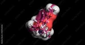 Codeine, opioid analgesic, pain reliever drug, 3D molecule spinning on Y axis, 4K