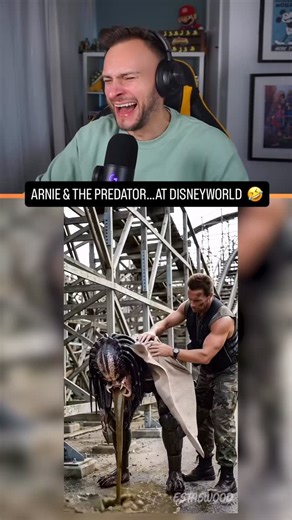 Adam Savage🎙🎮 on Instagram: "‘ARNIE & THE PREDATOR GO TO DISNEYWORLD’ is the best thing AI has ever accomplished. Period. (🤣🤣) #arnie #predator #disney #disneyworld #ai #reaction #arnold YT: estaswood"