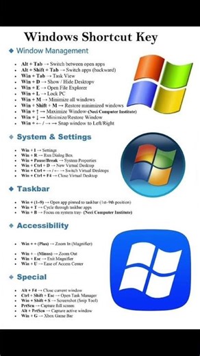 Windows most useful shorts cut key's