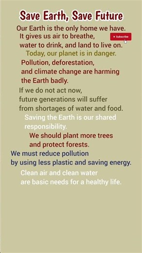 Save Earth, Save Future 🌍 | Short English Essay